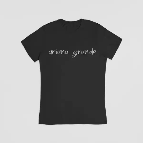 Ariana grande merch shirt with handwritten style text.