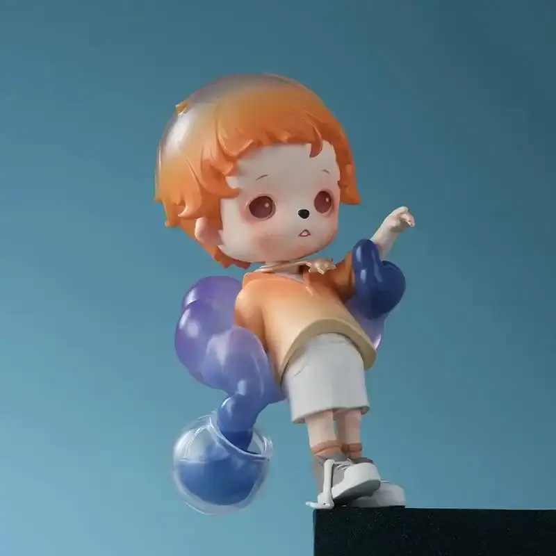 Cute Ariana Grande cartoon figure wearing casual clothes with purple clouds in the background.