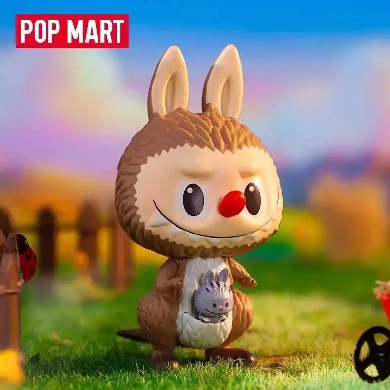 Pop mart ariana grande merch collectible figure with bunny ears and small animal in pocket.