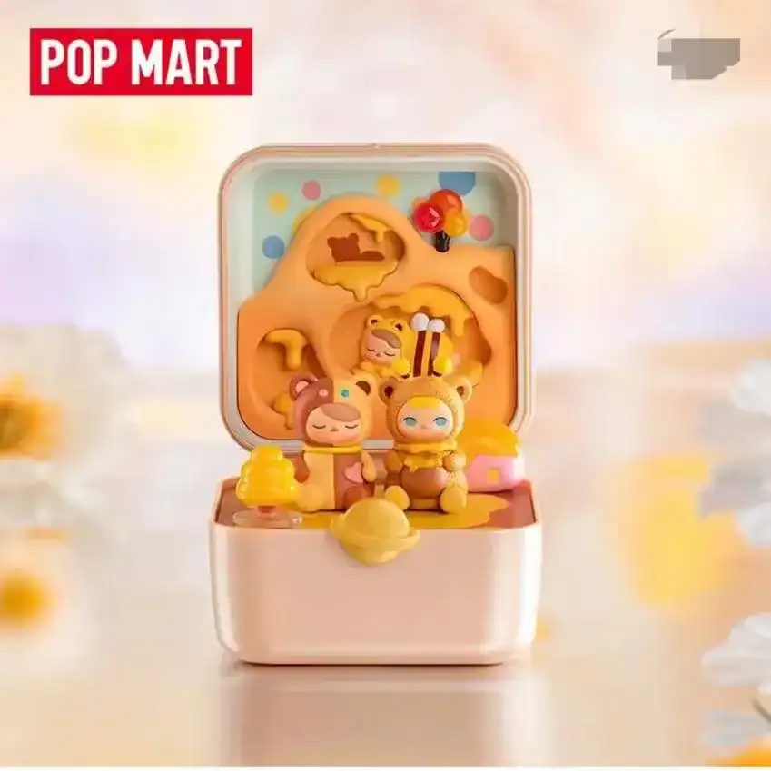 Pop mart ariana grande merch collectible figures and accessories with cute bear designs.