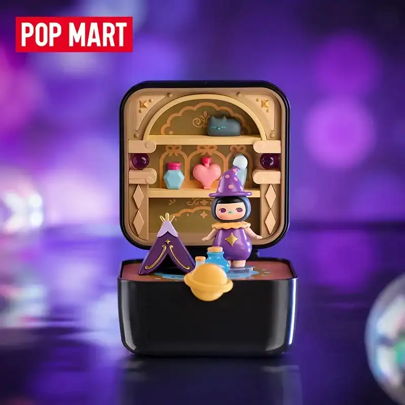 Pop Mart merch featuring cute, colorful figurines and collectibles.