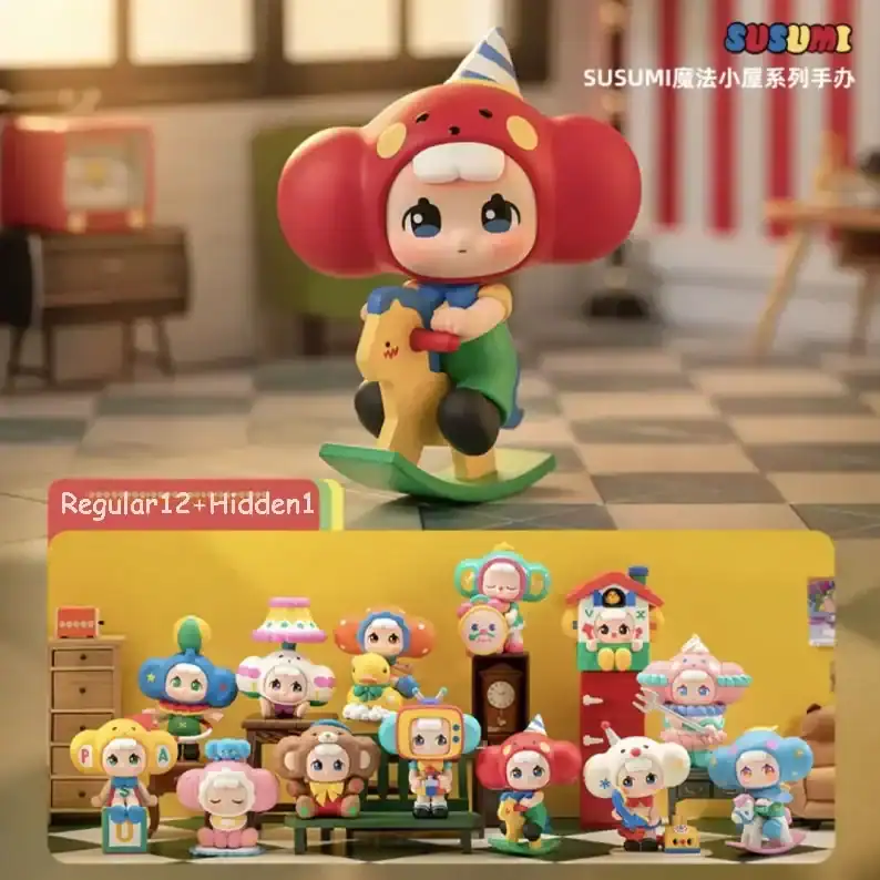 Anime-inspired plush toy of Susumi character wearing a red hood with yellow spots.